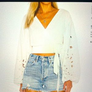 Tularosa White Wrap Top